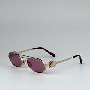 Miu Miu MU54ZS ZVN50D BRAND NEW Sunglasses Gold Pink Mirror Silver Pilot Unisex
